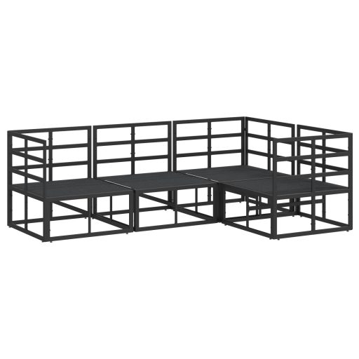 Kerti Kanapé Szett 4 pcs Fekete 213 x 143 x 71 cm Alumínium