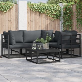 Kerti Kanapé Szett 5 pcs Fekete 70 x 70 x 32 cm Alumínium