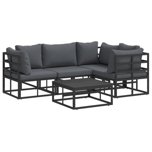 Kerti Kanapé Szett 5 pcs Fekete 70 x 70 x 32 cm Alumínium