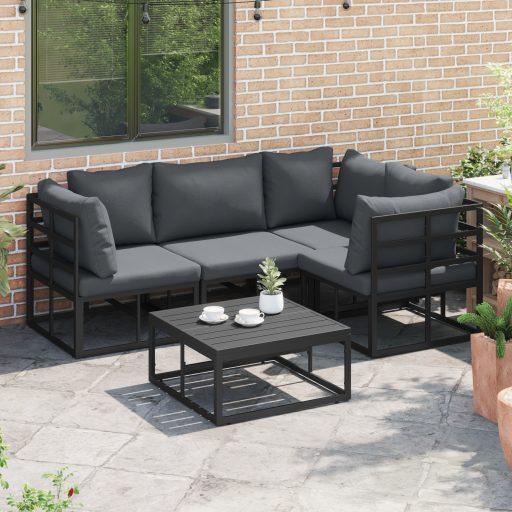 Kerti Kanapé Szett 5 pcs Fekete 70 x 70 x 32 cm Alumínium