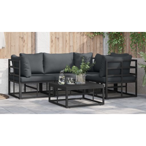 Kerti Kanapé Szett 5 pcs Fekete 70 x 70 x 32 cm Alumínium