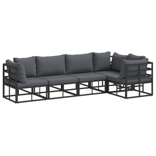 Kerti Kanapé Szett 5 pcs Fekete 283 x 143 x 71 cm Alumínium
