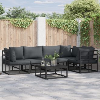 Kerti Kanapé Szett 6 pcs Fekete 70 x 70 x 32 cm Alumínium