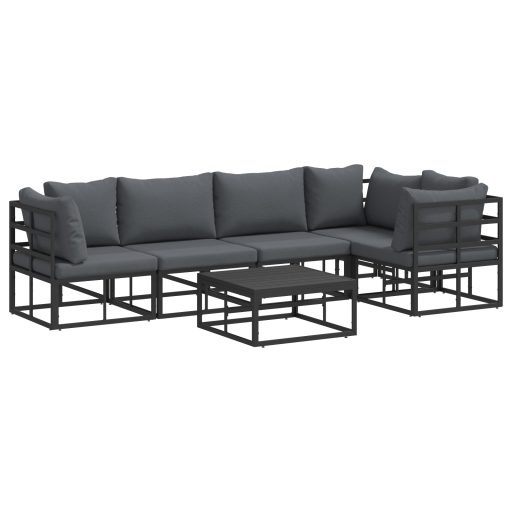 Kerti Kanapé Szett 6 pcs Fekete 70 x 70 x 32 cm Alumínium