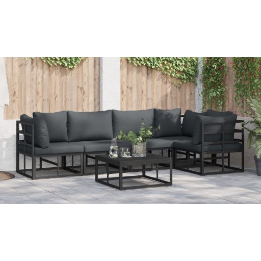 Kerti Kanapé Szett 6 pcs Fekete 70 x 70 x 32 cm Alumínium