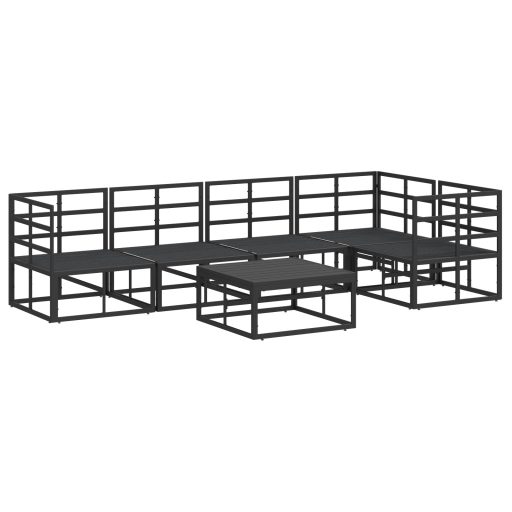 Kerti Kanapé Szett 6 pcs Fekete 70 x 70 x 32 cm Alumínium
