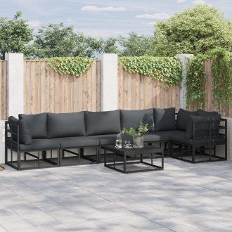 Kerti Kanapé Szett 7 pcs Fekete 70 x 70 x 32 cm Alumínium