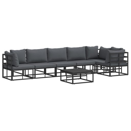 Kerti Kanapé Szett 7 pcs Fekete 70 x 70 x 32 cm Alumínium