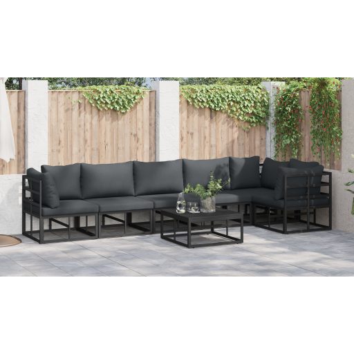 Kerti Kanapé Szett 7 pcs Fekete 70 x 70 x 32 cm Alumínium