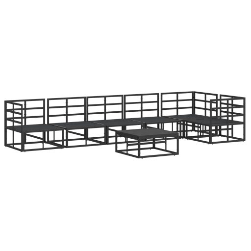 Kerti Kanapé Szett 7 pcs Fekete 70 x 70 x 32 cm Alumínium