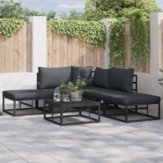 Kerti Kanapé Szett 6 pcs Fekete 70 x 70 x 32 cm Alumínium