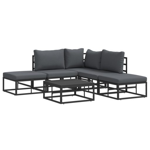 Kerti Kanapé Szett 6 pcs Fekete 70 x 70 x 32 cm Alumínium