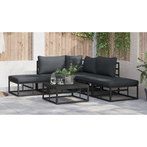 Kerti Kanapé Szett 6 pcs Fekete 70 x 70 x 32 cm Alumínium