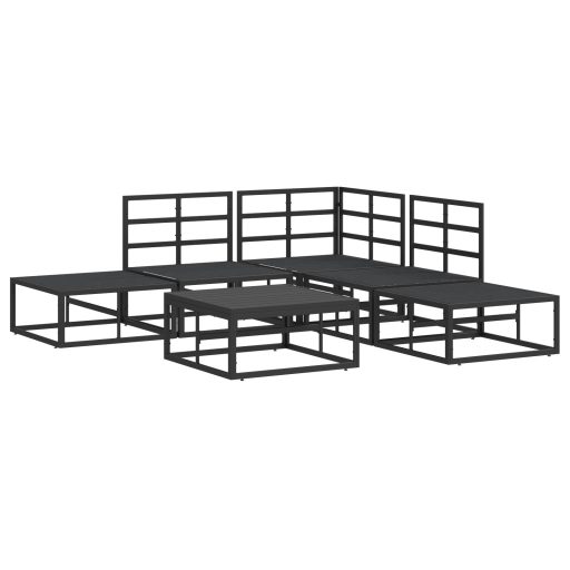 Kerti Kanapé Szett 6 pcs Fekete 70 x 70 x 32 cm Alumínium