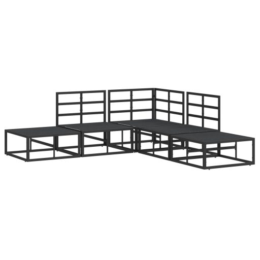 Kerti Kanapé Szett 5 pcs Fekete 211,5 x 211,5 x 71 cm Alumínium