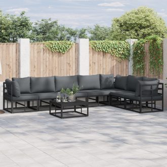 Kerti Kanapé Szett 7 pcs Fekete 70 x 70 x 32 cm Alumínium