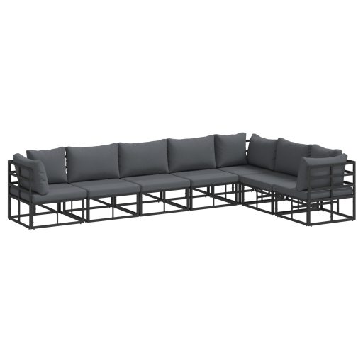 Kerti Kanapé Szett 7 pcs Fekete 70 x 70 x 32 cm Alumínium