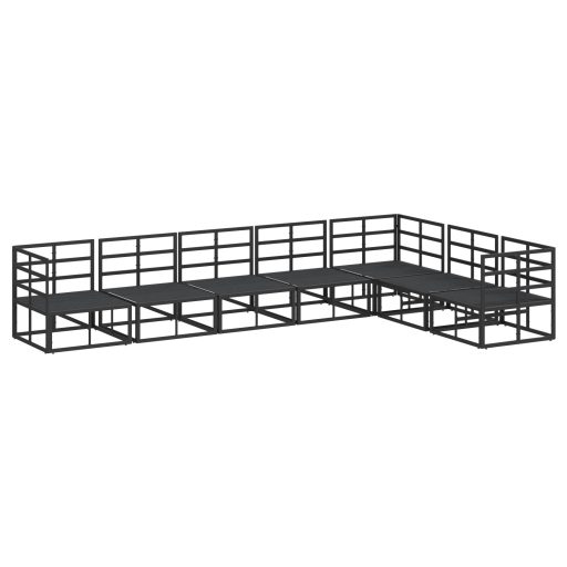 Kerti Kanapé Szett 7 pcs Fekete 70 x 70 x 32 cm Alumínium