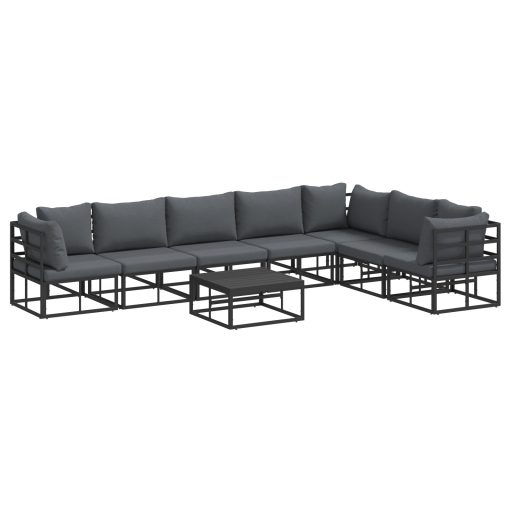 Kerti Kanapé Szett 8 pcs Fekete 70 x 70 x 32 cm Alumínium