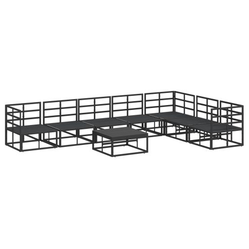 Kerti Kanapé Szett 8 pcs Fekete 70 x 70 x 32 cm Alumínium
