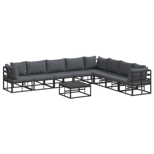 Kerti Kanapé Szett 9 pcs Fekete 70 x 70 x 32 cm Alumínium