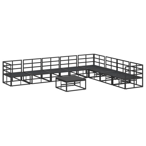 Kerti Kanapé Szett 9 pcs Fekete 70 x 70 x 32 cm Alumínium