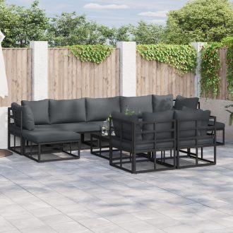   Kerti Kanapé Szett 9 pcs Fekete 353 x 141.5 x 71 cm Alumínium