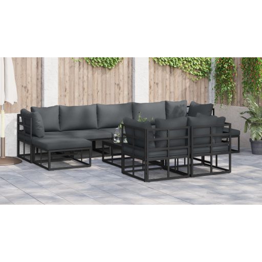 Kerti Kanapé Szett 9 pcs Fekete 353 x 141.5 x 71 cm Alumínium