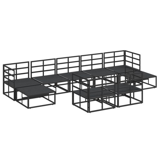 Kerti Kanapé Szett 9 pcs Fekete 353 x 141.5 x 71 cm Alumínium