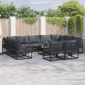 Kerti Kanapé Szett 12 pcs Fekete 70 x 70 x 32 cm Alumínium
