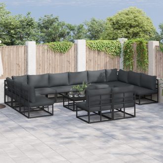 Kerti Kanapé Szett 13 pcs Fekete 70 x 70 x 32 cm Alumínium