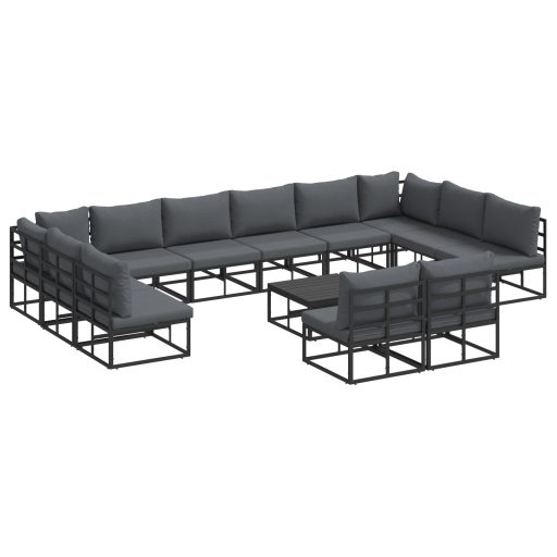 Kerti Kanapé Szett 13 pcs Fekete 70 x 70 x 32 cm Alumínium