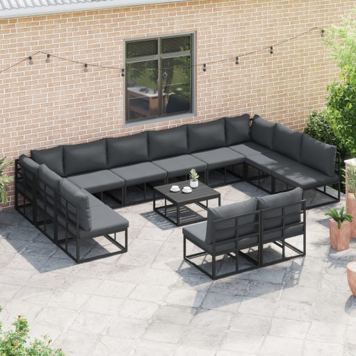 Kerti Kanapé Szett 13 pcs Fekete 70 x 70 x 32 cm Alumínium
