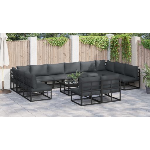 Kerti Kanapé Szett 13 pcs Fekete 70 x 70 x 32 cm Alumínium