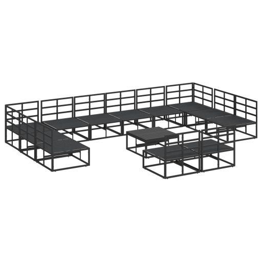 Kerti Kanapé Szett 13 pcs Fekete 70 x 70 x 32 cm Alumínium