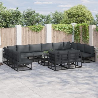 Kerti Kanapé Szett 13 pcs Fekete 70 x 70 x 32 cm Alumínium