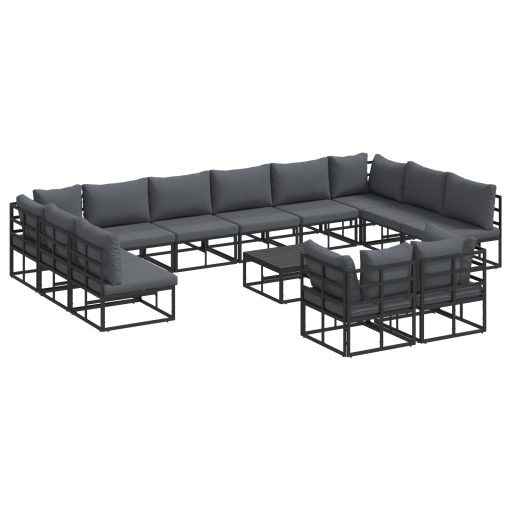 Kerti Kanapé Szett 13 pcs Fekete 70 x 70 x 32 cm Alumínium