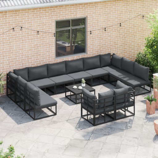 Kerti Kanapé Szett 13 pcs Fekete 70 x 70 x 32 cm Alumínium