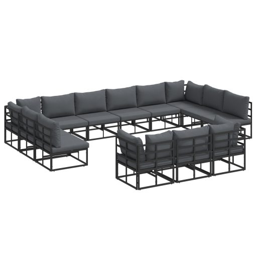 Kerti Kanapé Szett 13 pcs Fekete 423 x 211.5 x 71 cm Alumínium