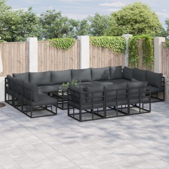 Kerti Kanapé Szett 14 pcs Fekete 70 x 70 x 32 cm Alumínium