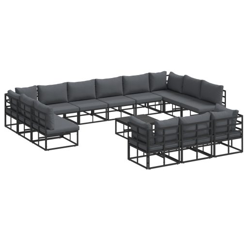Kerti Kanapé Szett 14 pcs Fekete 70 x 70 x 32 cm Alumínium
