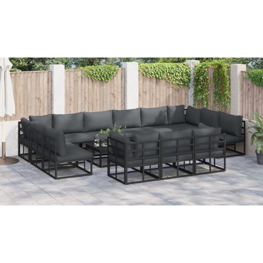 Kerti Kanapé Szett 14 pcs Fekete 70 x 70 x 32 cm Alumínium