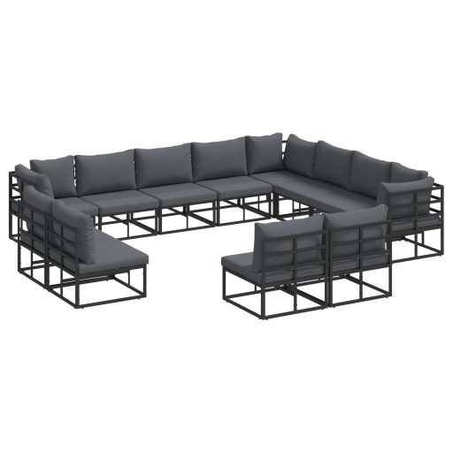 Kerti Kanapé Szett 12 pcs Fekete 353 x 283 x 71 cm Alumínium