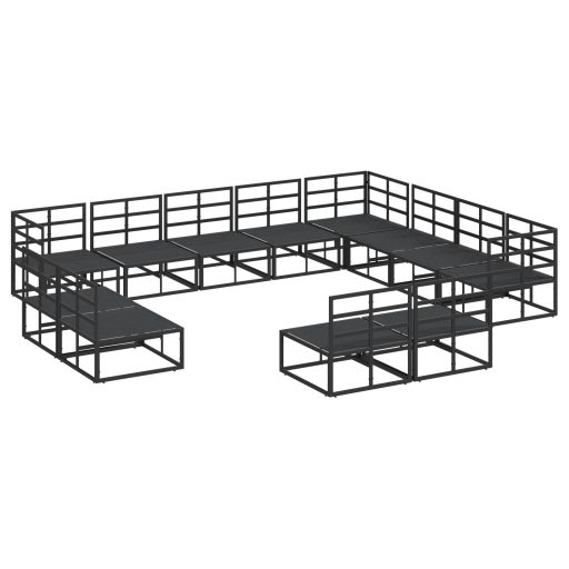 Kerti Kanapé Szett 12 pcs Fekete 353 x 283 x 71 cm Alumínium