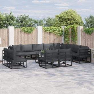 Kerti Kanapé Szett 13 pcs Fekete 70 x 70 x 32 cm Alumínium
