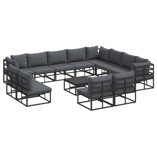 Kerti Kanapé Szett 13 pcs Fekete 70 x 70 x 32 cm Alumínium