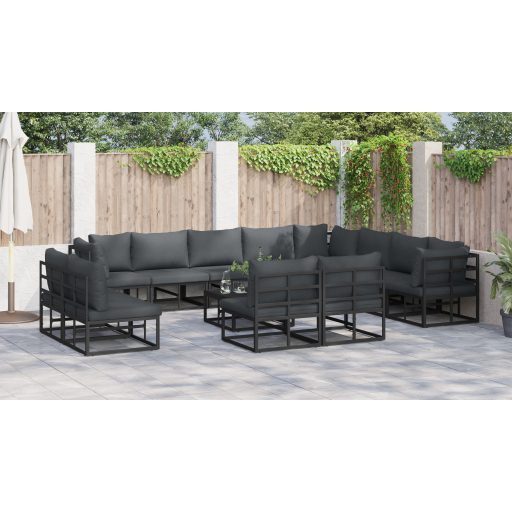 Kerti Kanapé Szett 13 pcs Fekete 70 x 70 x 32 cm Alumínium