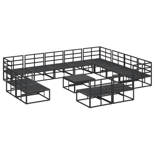 Kerti Kanapé Szett 13 pcs Fekete 70 x 70 x 32 cm Alumínium