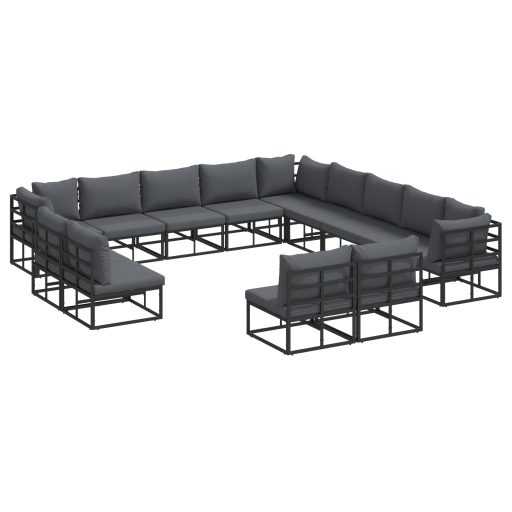 Kerti Kanapé Szett 13 pcs Fekete 353 x 353 x 71 cm Alumínium