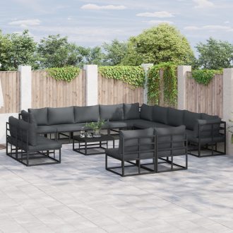 Kerti Kanapé Szett 14 pcs Fekete 70 x 70 x 32 cm Alumínium